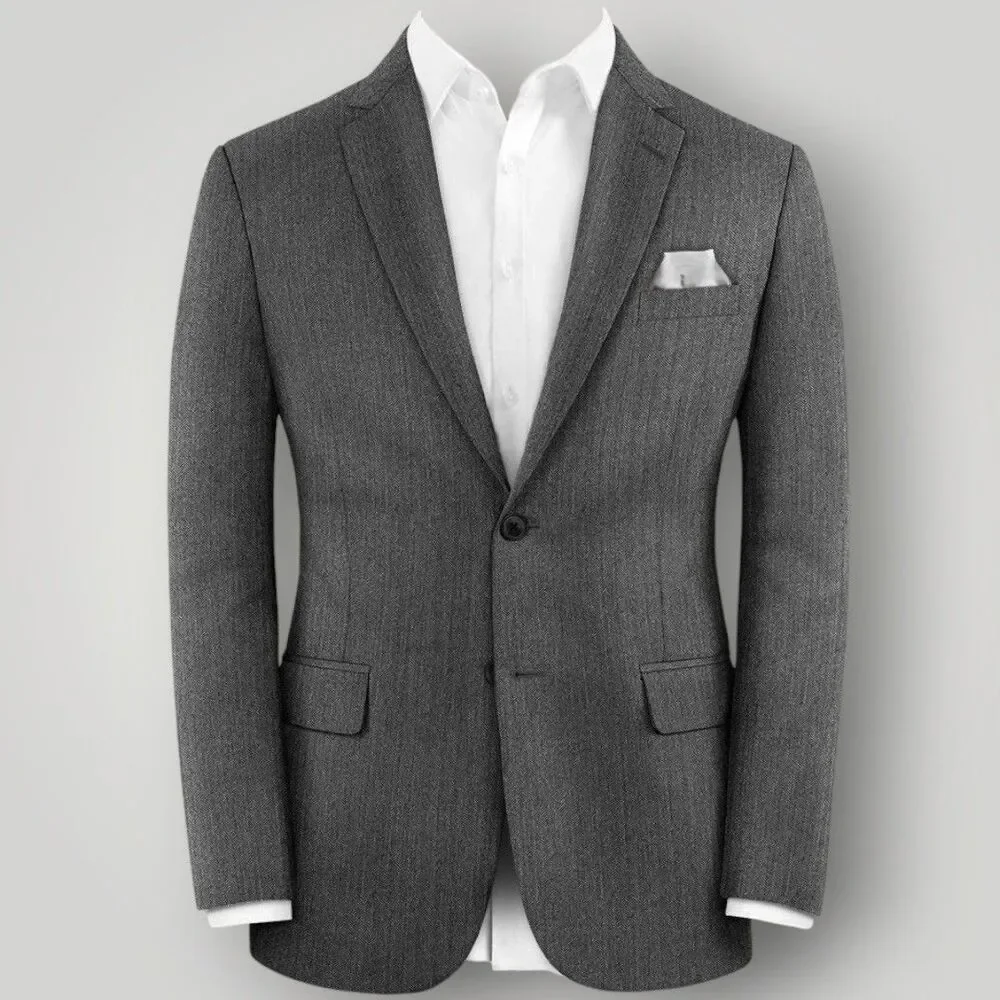BANANA REPUBLIC Men's Blazer 42R Herringbone Gray Sport Coat 2-Button Jacket